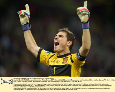 Fussball Kiew 01.07.2012 Europameisterschaften Finale Spanien (ESP) - Italien (ITA) 4:0 Spanien ist Europameister Jubel nach dem 3:0 Iker Casillas (Spanien, TW, No.01)