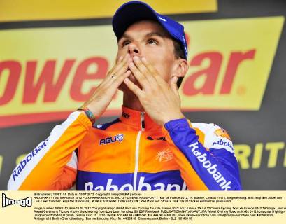 RADSPORT - Tour de France 2012 FOIX,FRANKREICH,15.JUL.12 - DIVERS, RADSPORT - Tour de France 2012, 14. Etappe, Limoux - Foix, Siegerehrung. Bild zeigt den Jubel von Luis Leon Sanchez Gil (ESP Rabobank). 