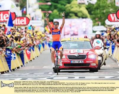 RADSPORT - Tour de France 2012 FOIX,FRANKREICH,15.JUL.12 - DIVERS, RADSPORT - Tour de France 2012, 14. Etappe, Limoux - Foix. Bild zeigt den Jubel von Luis Leon Sanchez Gil (ESP Rabobank). Keywords: Ziel.