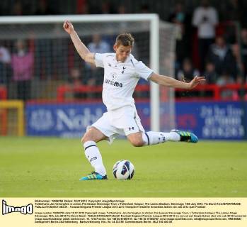 Tottenhams Jan Vertonghen in action..Pre-Season Stevenage Town v Tottenham Hotspur, The Lamex Stadium, Stevenage, 18th July 2012. Pic David Klein SPORTIMAGE EDITORIAL USE ONLY. No use with unauthorised audio, video, data, fixture lists, club league logos or live services. Online in-match use limited to 120 images, no video emulation. No use in betting, games or single club league player publications.