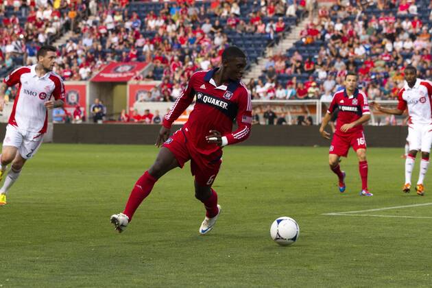 Aug. 4, 2012 - Bridgeview, Illinois, U.S - Chicago Fire defender JALIL ANIBABA, seen here during an MLS Fussball Herren USA match against Toronto FC at Toyota Park. MLS Fussball Herren USA 2012: Fire Defeats Toronto FC 2-1 - ZUMAt10