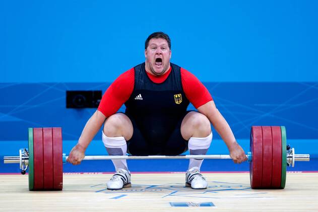 OLYMPIA - Olympische Spiele 2012 LONDON,ENGLAND,07.AUG.12 - DIVERS, OLYMPIA, KRAFTSPORT, GEWICHTHEBEN - Olympische Sommerspiele in London 2012, über 105kg, Herren. Bild zeigt Matthias Steiner (GER).