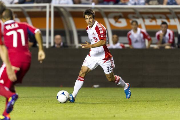 Aug. 5, 2012 - Bridgeview, Illinois, U.S - Toronto FC midfielder ANDREW WIEDEMAN, seen here during an MLS Fussball Herren USA match against the Chicago Fire at Toyota Park. MLS Fussball Herren USA 2012: Fire Defeats Toronto FC 2-1 - ZUMAt10