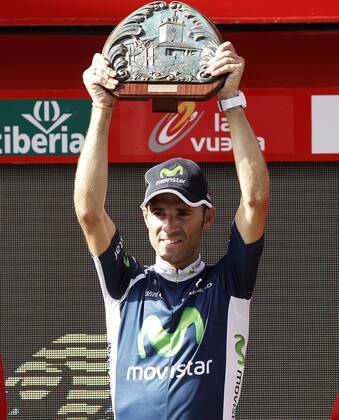 Alejandro Valverde celebrates the victory in the stage of La Vuelta 2012 between Faustino V and Eibar (Arrate).August 20,2012.  (201208203046)