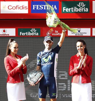 Alejandro Valverde celebrates the victory in the stage of La Vuelta 2012 between Faustino V and Eibar (Arrate).August 20,2012.  (201208203048)