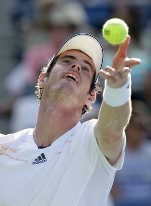 Andy Murray (GBR) serves at the 2012 U.S. Open Tennis Championships in Arthur Ashe Stadium at the Billie Jean King National Tennis Center in New York City on August 27, 2012.  NYP20120827105