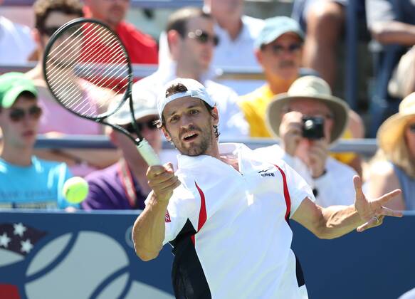 US Open 2012, USTA Billie Jean King National Tennis Center, Flushing Meadows, New York, ITF Grand Slam Tennis Tournament . Philipp Petzschner (GER) Aktion, Einzelbild, , Querformat,