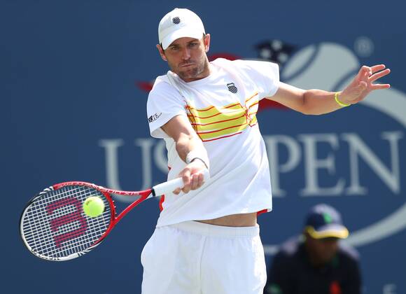 US Open 2012, USTA Billie Jean King National Tennis Center, Flushing Meadows, New York, ITF Grand Slam Tennis Tournament . Mardy Fish (USA) Aktion, Einzelbild, , Querformat,