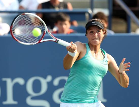 US Open 2012, USTA Billie Jean King National Tennis Center, Flushing Meadows, New York, ITF Grand Slam Tennis Tournament . Tatjana Malek (GER) Aktion, Einzelbild, , Querformat,