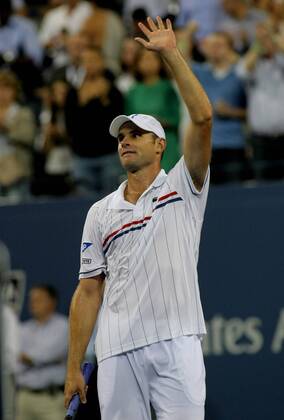 Andy Roddick, USA, waves to the crowd in the third set of second-round action at the 2012 U.S. Open held at the National Tennis Center on Agust 31, 2012. Roddick won 6-3, 6-4, 6-0. Roddick announced the previous day that he will be retiring after the Open.  NYP20120831321