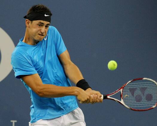 Bernard Tomic, Australia, in the first set of second-round action at the 2012 U.S. Open held at the National Tennis Center on August 31, 2012 in New York. .  NYP20120831399