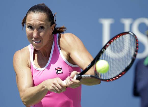Jelena Jankovic of Serbia on day 6 in Arthur Ashe Stadium at the Billie Jean King National Tennis Center in New York City on September 1, 2012.  NYP20120901107