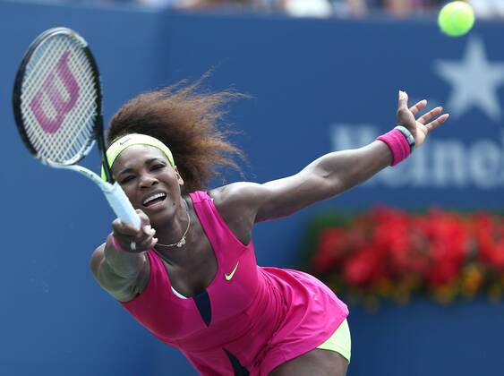 US Open 2012, USTA Billie Jean King National Tennis Center, Flushing Meadows, New York, ITF Grand Slam Tennis Tournament, Serena Williams (USA),Aktion,Einzelbild,Halbkörper,Querformat,