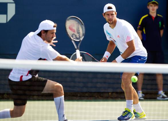 TENNIS - ATP, US Open 2012 NEW YORK CITY,NEW YORK,USA,01.SEP.12 - TENNIS - ATP Tennis Herren World Tour, US Open 2012, Grand Slam, Flushing Meadows, Doppel. Bild zeigt Philipp Petzschner (GER) und Jürgen Melzer (AUT). 