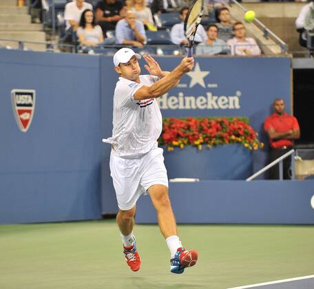 Sept. 4, 2012 - New York, New York, U.S - U.S.OPEN- ANDY RODDICK of the United States during the first set of a men s singles quarterfinals match against at the US Open in New York Tuesday night September 4, 2012. The first set was tied at 6-6 going into a tie-break set when it was suspended for heavy rains in the area. US News - Sept. 4, 2012 - ZUMAc11