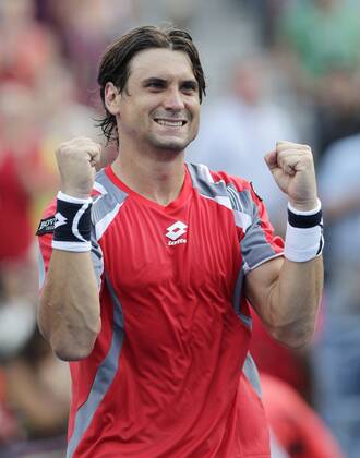 David Ferrer of Spain reacts after match point on day 11 in Arthur Ashe Stadium at the BillieJeanKing National Tennis Center in New York City on September 6, 2012.  NYP20120906120