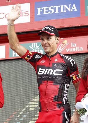 Philippe Gilbert celebrates the victory in the stage of La Vuelta 2012 beetwen Penafiel-La Lastrilla.September 7,2012.  (201209075372)