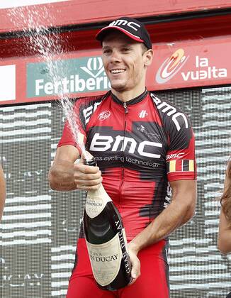 Philippe Gilbert celebrates the victory in the stage of La Vuelta 2012 beetwen Penafiel-La Lastrilla.September 7,2012.  (201209075375)