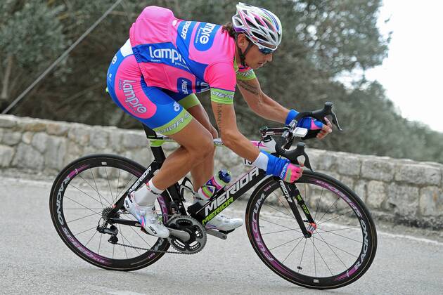 Filippo POZZATO ( ITA Lampre - Merida ) auf der Abfahrt vom Coll de Soller - Aktion - quer - Event: Mallorca Rundfahrt - Mallorca Challenge - Iberostar Challenge Ciclista Mallorca 2013 - Trofeo Alcudia - Playa de Muro Location: Mallorca - Spanien - Europa - Datum: 06.02.2013