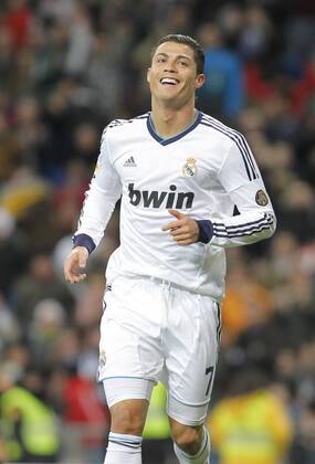Madrid 09 02 2013. Football match between Real Madrid FC and FC Sevilla corresponding to the 23th day of the Spanish League, held at the Santiago Bernabeu stadium, in Madrid 02 09 2013. Cristiano Ronaldo celebrate his third goal after scoring