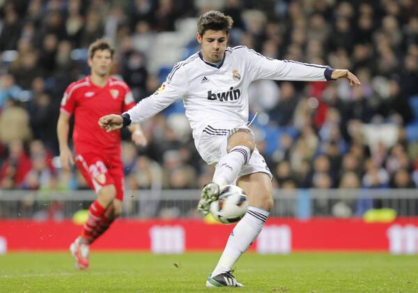 Madrid 09 02 2013. Football match between Real Madrid FC and FC Sevilla corresponding to the 23th day of the Spanish League, held at the Santiago Bernabeu stadium, in Madrid 02 09 2013. Alvaro Morata