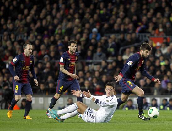 Copa del Rey. FC Barcelona vs Real Madrid. Andres Iniesta, Cesc Fabregas, Gerard Pique und Mesut Özil