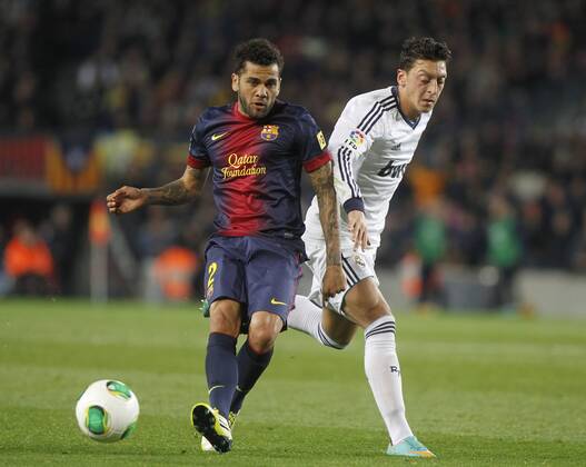 Copa del Rey. FC Barcelona vs Real Madrid. Dani Alves and Mesut Özil.
