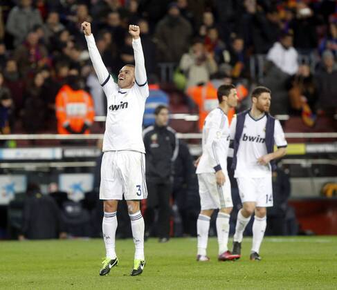 Copa del Rey. FC Barcelona vs Real Madrid.Pepe celebrates winer 3-1.