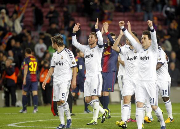 Copa del Rey. FC Barcelona vs Real Madrid. Madrid players celebrates final match.