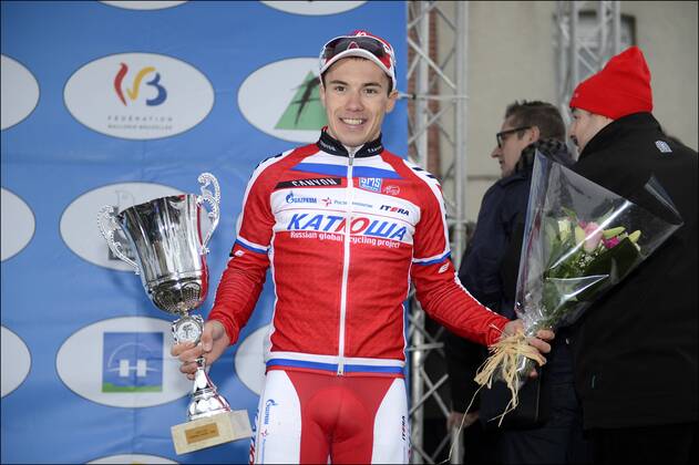 Joie d Alexey Tsatevitch (Russia Team Katusha - Katuscha - Canyon) CYCLISME : Course - Le Samyn - 27 02 2013 PhotoNews Panoramic 