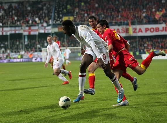 England s Danny Welbeck gets booked for diving..Montenegro v England- World Cup Qualifier - Podgorica City Stadium, Podgorica- 26 03 13 - Picture David Klein Sportimage EDITORIAL USE ONLY. No use with unauthorised audio, video, data, fixture lists, club league logos or live services. Online in-match use limited to 120 images, no video emulation. No use in betting, games or single club league player publications.