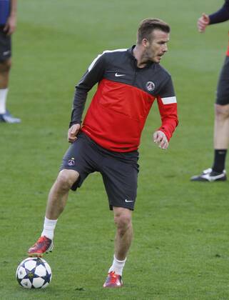 Barcelona, Camp Nou april 9. David Beckham (PSG) Paris Saint Germain training before the match in Champions League 