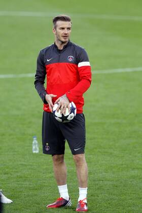 Barcelona, Camp Nou april 9. David Beckham (PSG) Paris Saint Germain training before the match in Champions League 