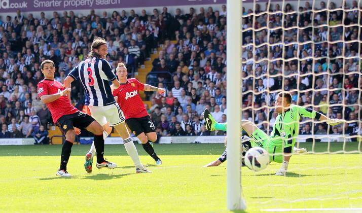Manchester United s Alex Buttner scoring his sides third goal..- Barclays Premier League - West Bromwich Albion vs Manchester United - The Hawthrowns - West Bromwich - 19 05 2013 - Pic David Klein Sportimage EDITORIAL USE ONLY. No use with unauthorised audio, video, data, fixture lists, club league logos or live services. Online in-match use limited to 120 images, no video emulation. No use in betting, games or single club league player publications.