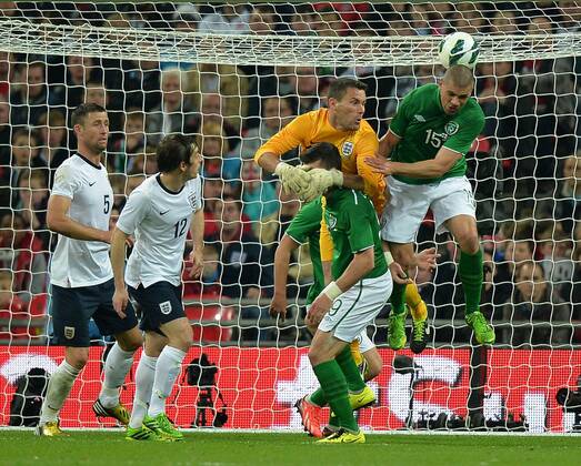 Ben Foster of England misses a punch as Jon Walters of Ireland nearly scores - International Friendly - England vs Republic of Ireland - Wembley Stadium - London - England - 29 05 13 - Picture Simon Bellis Sportimage EDITORIAL USE ONLY. No use with unauthorised audio, video, data, fixture lists, club league logos or live services. Online in-match use limited to 120 images, no video emulation. No use in betting, games or single club league player publications.