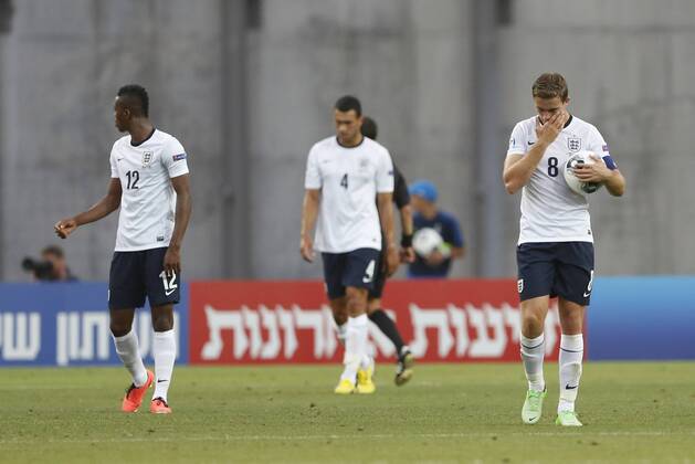 England s Jordan Henderson looks on dejected after going 2-0 down - England U21 vs Norway U21 - UEFA U21 Championship 2013 - Ha Moshava Stadium - Petah Tikva - Israel - 08 06 2013 - Pic David Klein Sportimage EDITORIAL USE ONLY. No use with unauthorised audio, video, data, fixture lists, club league logos or live services. Online in-match use limited to 120 images, no video emulation. No use in betting, games or single club league player publications.