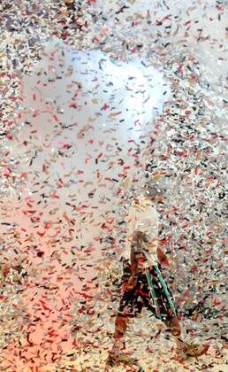 June 24, 2013 - Miami, FL - Florida, USA - United States - LeBron James celebrates during the 2013 Miami Heat Championship Celebration at the American Airlines Arena. American Airlines Arena, Miami Florida. 6 24 13.Taimy Alvarez , Sun Sentinel. News - June 24, 2013 - ZUMAss5