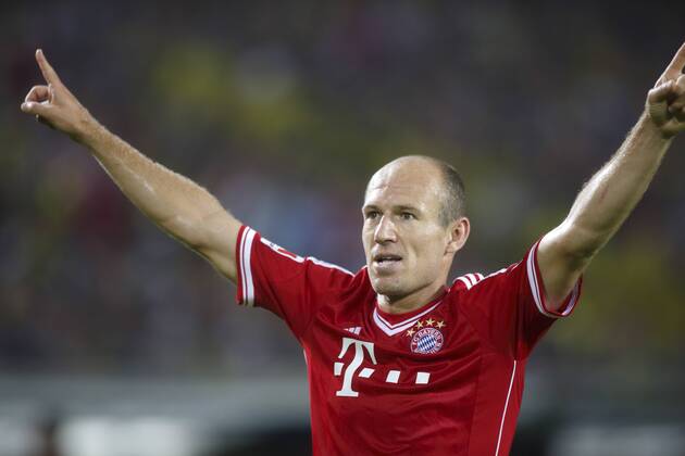 Supercup Deutschland 2013 Borussia Dortmund vs. FC Bayern München 4:2 HIER hat Arjen Robben (FC Bayern München) soeben den zwischenzeitlichen Ausgleich zum 1:1 erzielt