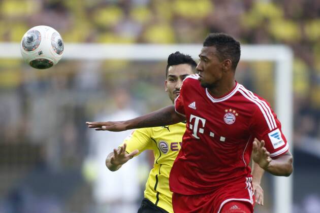 Supercup Deutschland 2013 Borussia Dortmund vs. FC Bayern München 4:2 HIER rot Jerome Boateng (FC Bayern München) + scvhwarzgelb Ilkay Gündogan (Borussia Dortmund)