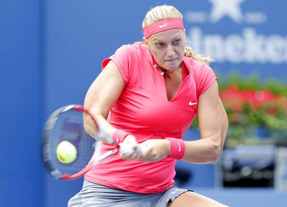 Petra Kvitova of the Czech Republic first round match in Arthur Ashe Stadium in day two at the U.S. Open Tennis Championships at the USTA BillieJeanKing National Tennis Center in New York City on August 27, 2013.  NYP20130827109