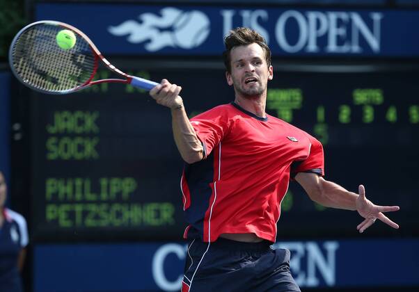 US Open 2013, USTA Billie Jean King National Tennis Center, Flushing Meadows, New York, ITF Grand Slam Tennis Tournament . Philipp Petzschner (GER), Aktion,Einzelbild, Halbkoerper,Querformat
