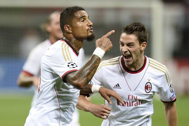 Db Milano 28 08 2013 - Champions League Milan-Psv Eindhoven foto Daniele Buffa Image Sport nella foto: esultanza gol Kevin Prince Boateng 