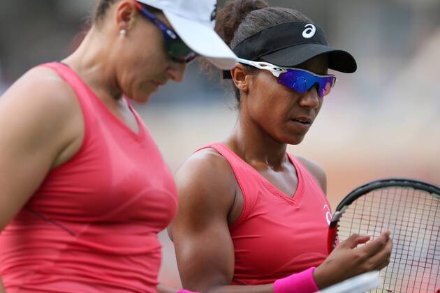 TENNIS - WTA, US Open 2013 NEW YORK CITY,NEW YORK,USA,31.AUG.13 - TENNIS - WTA Tennis Damen Tour, US Open 2013, Grand Slam, Flushing Meadows, Doppel. Bild zeigt Abigail Spears und Raquel Kops Jones (USA).