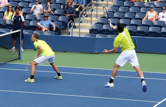 TENNIS - ATP, US Open 2013 NEW YORK CITY,NEW YORK,USA,03.SEP.13 - TENNIS - ATP Tennis Herren World Tour, US Open 2013, Grand Slam, Flushing Meadows, Doppel. Bild zeigt Bruno Soares (BRA) und Alexander Peya (AUT). 