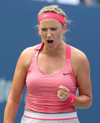 US Open 2013, USTA Billie Jean King National Tennis Center, Flushing Meadows, New York, ITF Grand Slam Tennis Tournament . Victoria Azarenka (BLR) macht die Faust und jubelt,Jubel,Emotion,Einzelbild,Halbkoerper,Hochformat