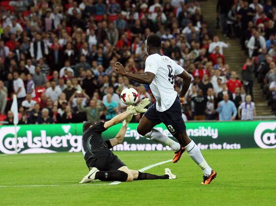 England s Danny Welbeck scoring his sides fourth goal England v Moldova - 2014 World Cup Qualifier - Wembley Stadium - London - England -06 09 2013 - Pic David Klein Sportimage EDITORIAL USE ONLY. No use with unauthorised audio, video, data, fixture lists, club league logos or live services. Online in-match use limited to 120 images, no video emulation. No use in betting, games or single club league player publications.