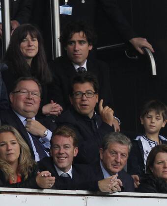Tottenham Hotspur v Norwich City . . London, UK . . 14.09.2013 Comedians Stephen Mangan, Michael McIntyre and England manager Roy Hodgson in the crowd.