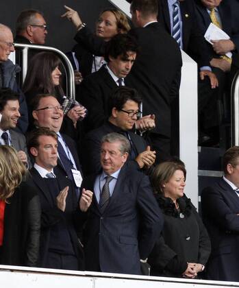 Tottenham Hotspur v Norwich City . . London, UK . . 14.09.2013 Comedians Stephen Mangan, Michael McIntyre and England manager Roy Hodgson at the match.