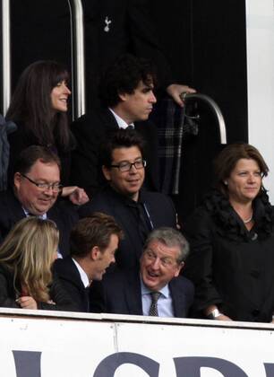 Tottenham Hotspur v Norwich City . . London, UK . . 14.09.2013 Comedians Stephen Mangan, Michael McIntyre and England manager Roy Hodgson in the crowd.