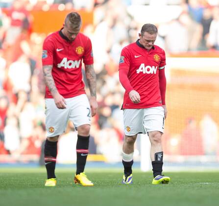 Wayne Rooney of Manchester United looks dejected - Manchester United vs. West Bromwich Albion - Barclay s Premier League - Old Trafford - Manchester - 28 09 2013 Pic Philip Oldham Sportimage EDITORIAL USE ONLY. No use with unauthorised audio, video, data, fixture lists, club league logos or live services. Online in-match use limited to 120 images, no video emulation. No use in betting, games or single club league player publications.